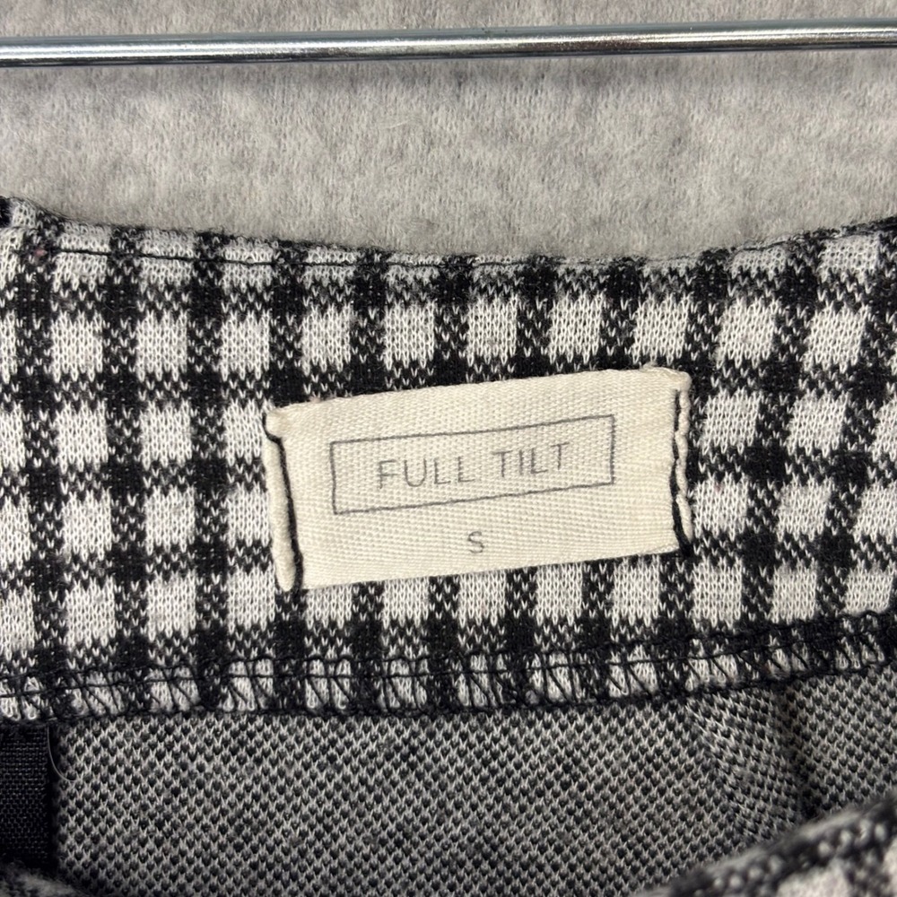 Full Tilt Women's Small Mini Skirt Black White Gingham Check Stretch Double Slit - Picture 5 of 9